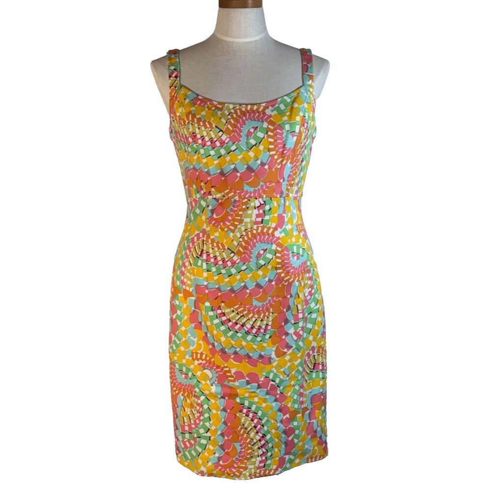 ECCOCI Sleeveless Sheath Dress Vibrant Colorful Maximalist Easter Egg Lined 8 6